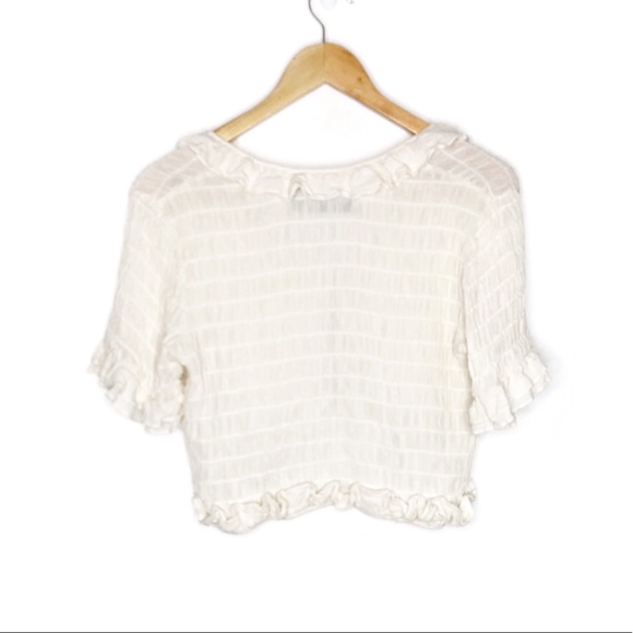 Reformation Detrich Blouse Top Cream Ruffle Small - Picture 5 of 7